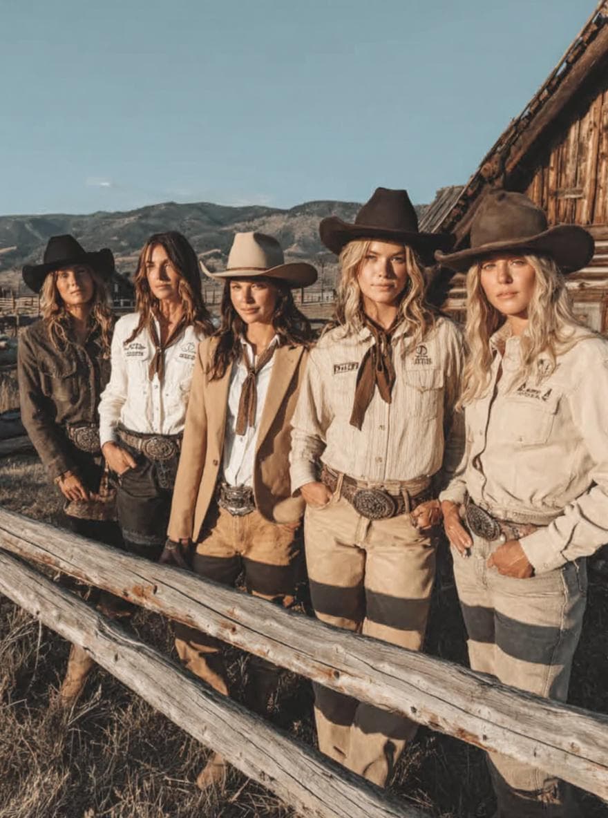 Set of western bolos on tan background.